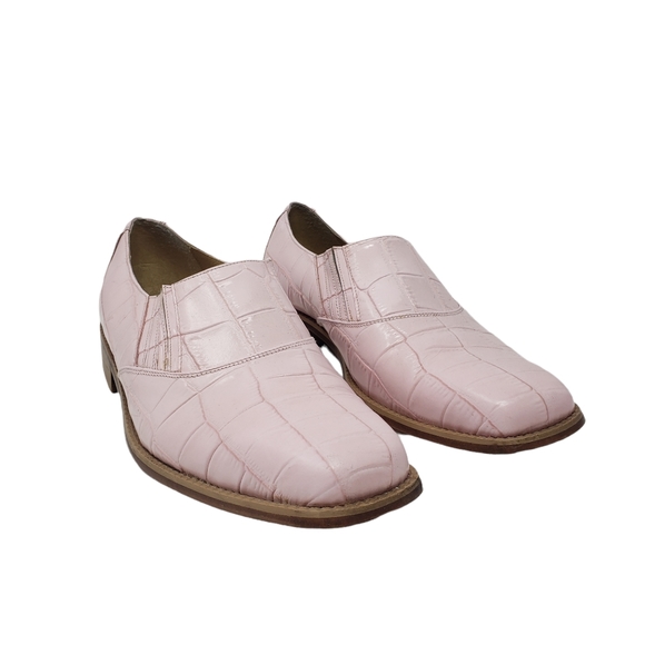 Donato Marrone Mens Size 10 Pink Leather Slip On Loafers Valentine's Day Retro - Picture 4 of 10